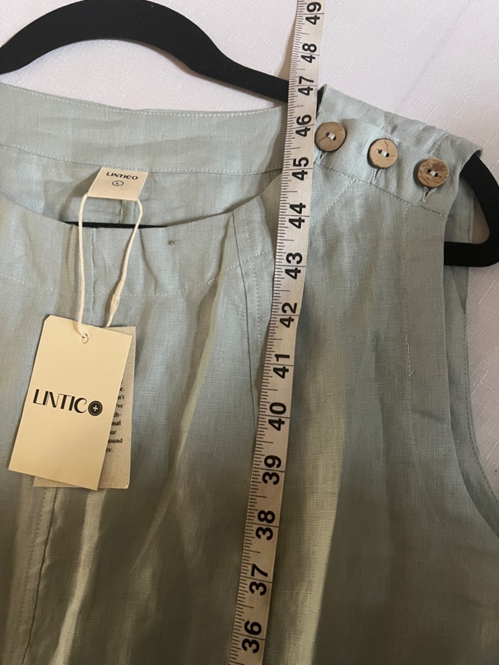 NWT Lintico Linen Dress Women's FREYA aqua Lagenlook Sz L - Picture 8 of 8